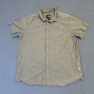The North Face Casual Button Up Shirt Collared Short Sleeve Gray Mens Size XL